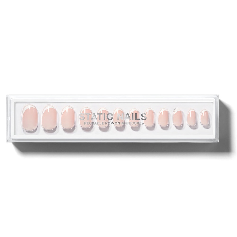 Static Nails Curved French Round Reusable Pop-On Manicures